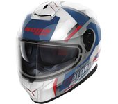 Nolan N80-8 Wanted N-Com Casco - Blanco Rojo Azul (XL)