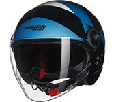 Nolan N21 Visor 06 Tangente Casco Jet - Negro Azul Plata (XL)