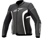 Alpinestars Stella Kira V2 Chaqueta de cuero de motocicleta para damas - Negro Blanco (38)