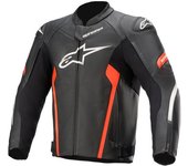 Alpinestars Faster V2 Chaqueta de cuero de la motocicleta - Negro Rojo (56)
