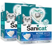 2 x 6 L Sanicat Clumping White Arena Blanca Aglomerante sin perfume para gatos ¡Pack ahorro!