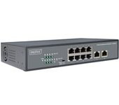 8 Port Fast Ethernet PoE Switch, 19 Inch, Unmanaged, 2 Uplinks, Interruptor/Conmutador