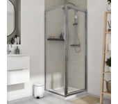 Mampara de ducha frontal abatible transparente essential perfil cromo (67-70)x185 cm