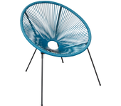 Sillón de exterior de acero y ratán naterial acapulco azul