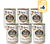 6 x 400 Gr Comida Húmeda Fresh Turkey para Perros con Pavo y Guisantes Brit