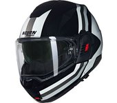 Nolan N120-1 Lineo N-Com Casco - Negro Blanco Plata (2XL)
