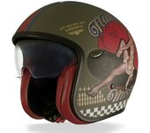 Premier Vintage Pin Up Casco de jet - Verde (XS)