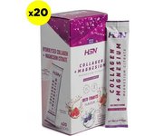 HSN Caja monodosis stick colágeno hidrolizado + magnesio 2.0 en polvo 20x10g frutos rojos