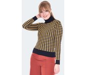 Jersey de punto Rockabilly de Voodoo Vixen - Mustard And Black Houndstooth - XS XXL - para Mujer - amarillo/negro