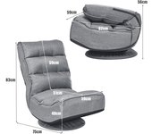 Costway Silla a Ras de Suelo Giratoria a 360° Regulable en 5 Posiciones para Videojuegos Adultos Leer Mirar la TV Gris 59 x 75 x 83 cm