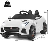 Costway Coche Jaguar Montable para Niños Vehículo de Batería Juguete Eléctrico con Mando Música Cuentos Marcha Adelante y Atrás Blanco