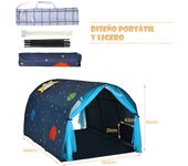 Costway Carpa para Cama para Niños Tienda Túnel de Juego Casita Pop Up Portátil con Doble Cortina Bolsa de Transporte Azul 144 x 102 x 82 cm