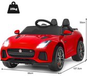 Costway Coche Jaguar Montable para Niños Vehículo de Batería Juguete Eléctrico con Mando Música Cuentos Marcha Adelante y Atrás Rojo