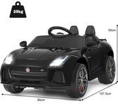 Costway Coche Jaguar Montable para Niños Vehículo de Batería Juguete Eléctrico con Mando Música Cuentos Marcha Adelante y Atrás Negro