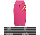 Costway Bodyboard con Núcleo Tabla de Surf en EPS Superficie en XPE Base en HDPE Correa para Muñeca Ligero para Deportes Acuáticos Rosa 104 x 51 cm