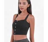 Deportivo Top Vaquero Mujer ajustado con almohadillas, push up y alta elasticidad