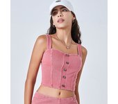 Deportivo Top Vaquero Mujer ajustado con almohadillas, push up y alta elasticidad