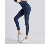 Leggings tipo Vaquero Mujer cinturón alto push up elásticos con bolsos