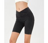 Shorts vaqueros de Mujer Push up Cruzada cinturón con bolsos y stretch