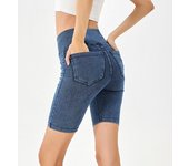 Shorts vaqueros de Mujer Push up Cruzada cinturón con bolsos y stretch