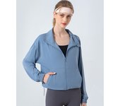 Chaqueta Deportiva oversize Mujer con Cremallera, Cuello alto y bolsos