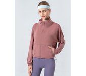 Chaqueta Deportiva oversize Mujer con Cremallera, Cuello alto y bolsos