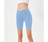 Shorts vaqueros de Mujer Push up Cruzada cinturón con bolsos y stretch