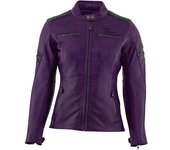 Rusty Stitches Joyce Chaqueta de cuero de motocicleta para damas - Negro Lila (38)