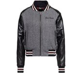King Kerosin Queen Kerosin Baseball College Chaqueta de dama - Negro Gris (3XL)