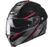 HJC C91 Tero Casco - Negro Gris Rojo (XS 54 55)