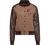 King Kerosin Queen Kerosin Baseball College Chaqueta de dama - Negro Marrón (3XL)
