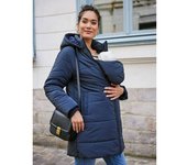 Chaqueta acolchada larga y evolutiva de embarazo y porteo ENVIE DE FRAISE azul marino