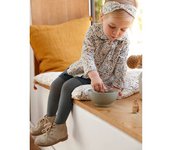 VERTBAUDET Conjunto de 3 prendas, camiseta, short de pana y cinta del pelo, para bebé niña verde oscuro liso