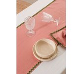 RNT by Really Nice Things Set de mesa  mantel y servilletas 8 piezas 100% lino rosa y verde