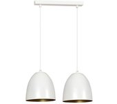 Wonderlamp Regleta de techo 2 luces con pantalla en cúpula blanco y dorado