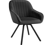 Tectake Silla de comedor giratoria 360º de terciopelo 58x58x82 cm negro