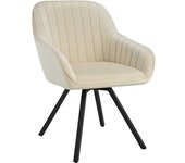 Tectake Silla de comedor giratoria 360º de terciopelo 58x58x82 cm crema