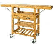 SoBuy Carrito de server extensible con 3 estantes bambú color natural