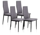 duehome Pack 4 sillas de comedor niza tejido tapizado, gris, 43 x 98 x 44