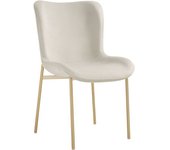 Tectake Silla de comedor tejido terciopelo 54 x 62 x 90 cm beige/dorado