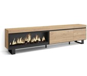 Skraut home Mueble tv efecto madera roble 237x35x57cm chimenea efecto fuego