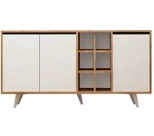 Calicosy Aparador 3 puertas y 6 nichos decoración roble y blanco l140 cm