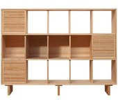 Naan Furniture Librería en madera maciza natural 3 puertas 160 cm sin barnizar