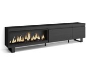 Skraut home Mueble tv efecto madera negro 237x35x57cm chimenea efecto fuego