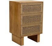 Wanderlust deco Mesita de noche de madera y cuerda trenzada de 3 cajones marron