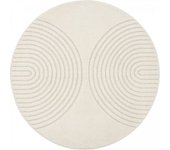 Un amour de tapis Alfombra redonda, diseño moderno y tono sobre tono, crema ø120cm