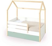 Alondra Cama-casita montessori 70x140 cm madera con cajones verde-menta