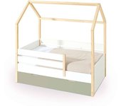 Alondra Cama-casita montessori 70x140 cm madera con cajones verde-oliva