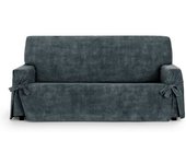 Eysa Funda sofá 2 plazas antimanchas con lazos gris oscuro 140 - 180cm