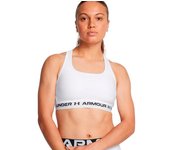 Under Armour - Sujetador Mid Crossback Sports Mujer, Mujer, White-White-Black, XS